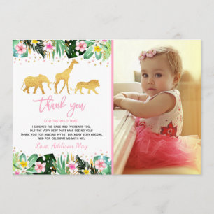 Carte De Remerciements Animaux sauvages d'une d'anniversaire jungle de