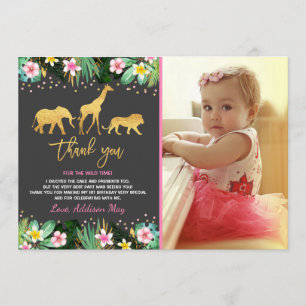 Carte De Remerciements Animaux sauvages d'une d'anniversaire jungle de