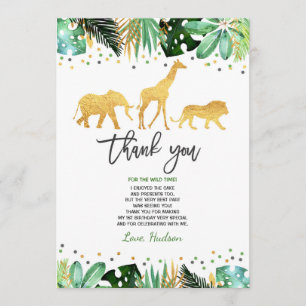 Carte De Remerciements Animaux sauvages d'une d'anniversaire jungle de
