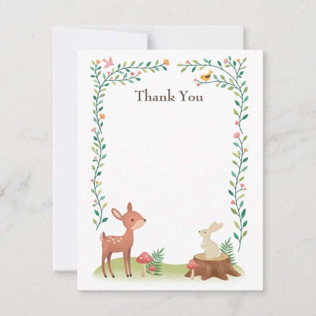 Carte De Remerciements Animaux Whimsical Woodland (Devant)