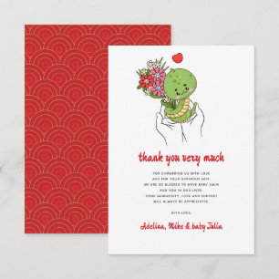 Carte De Remerciements Année Du Baby shower Rouge Du Serpent