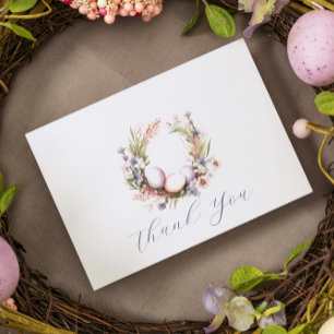 Carte De Remerciements Anniversaire 1 an   OEufs de Pâques floraux Wreath