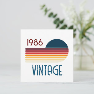 Carte De Remerciements Anniversaire 40 ans Vintage 1986 Rayure Rétro Sole