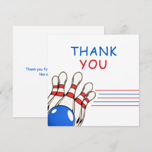 Carte De Remerciements Anniversaire 6 ans Bowling Rouge & Bleu Ludique