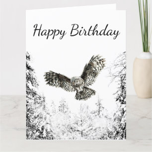 Carte De Remerciements Anniversaire Aquarelle Chouette griffée Oiseau Nat