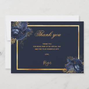 Carte De Remerciements Anniversaire bleu foncé or photo homme gars