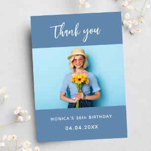 Carte De Remerciements Anniversaire bleu poussiéreux photo simple élégant