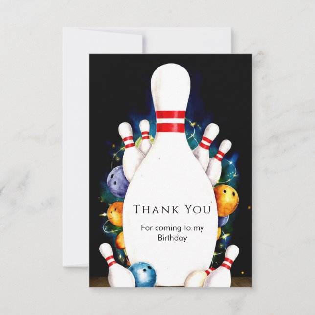 Carte De Remerciements Anniversaire Bowling des Petits Cute Kids (Devant)