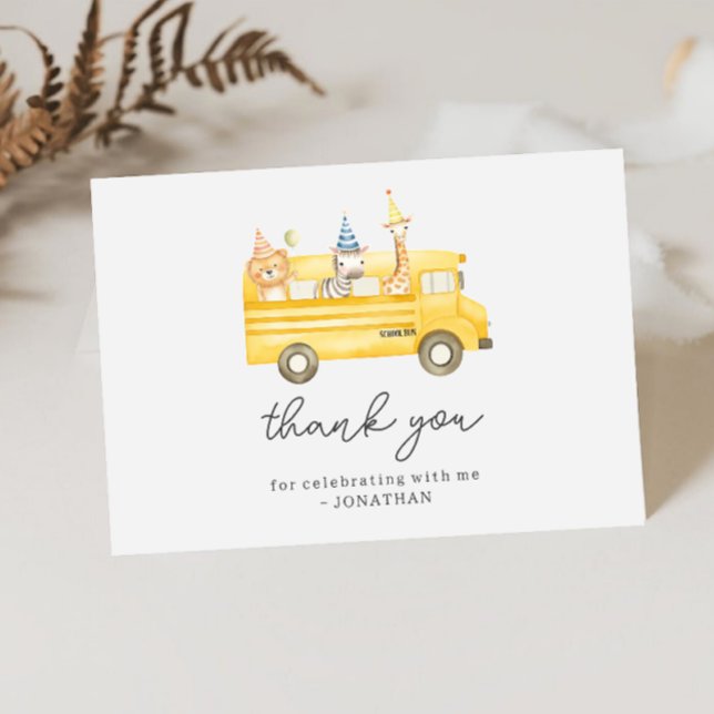 Carte De Remerciements Anniversaire d'autobus scolaire jaune (Créateur téléchargé)