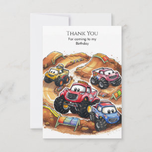 Carte De Remerciements Anniversaire de camion monstre coloré simple