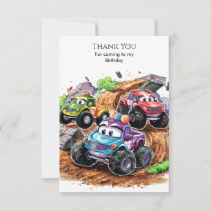 Carte De Remerciements Anniversaire de camion monstre mignon et fantaisis