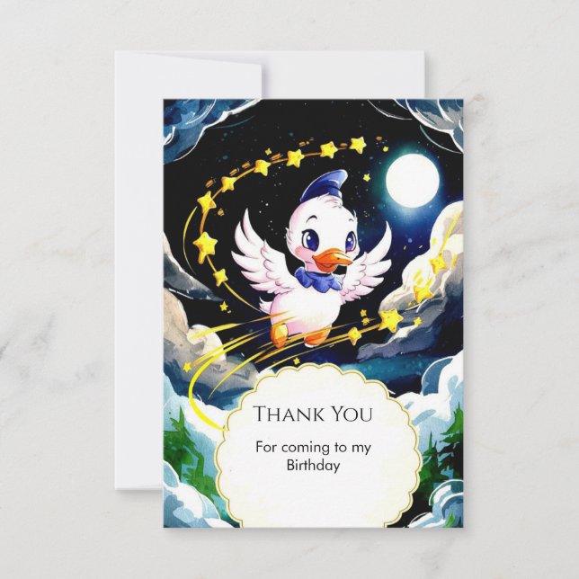 Carte De Remerciements Anniversaire de Canard Enfant Personnalisé (Devant)