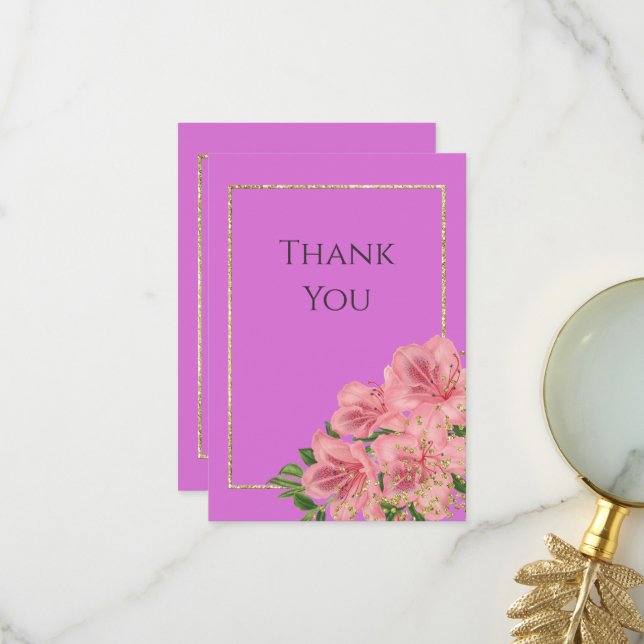 Carte De Remerciements  Anniversaire de Confetti Floral & Parties scintil (Devant/Arrière en situation)