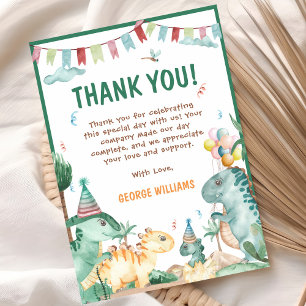 Carte De Remerciements Anniversaire de Cute Dinosaur