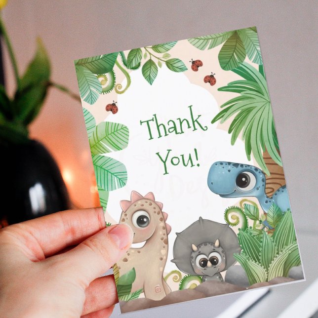 Carte De Remerciements Anniversaire de dinosaure pour enfants (Dinosaur Birthday Party Thank You Cards)