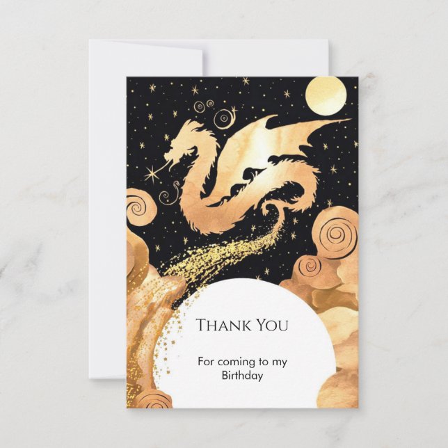 Carte De Remerciements Anniversaire de Dragon Simple Enchanted (Devant)