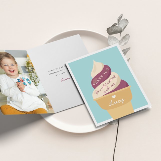 Carte De Remerciements Anniversaire de enfant Berry Vanilla Ice Cream Swi (Créateur téléchargé)