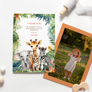Carte De Remerciements Anniversaire de enfant Jungle Safari Animaux pour 