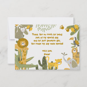 Carte De Remerciements Anniversaire de enfant safari sauvage
