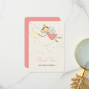 Carte De Remerciements Anniversaire de fille de princesse fée rose mignon