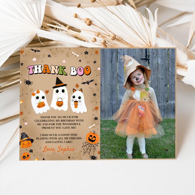 Carte De Remerciements Anniversaire de Halloween Cute Ghost (Créateur téléchargé)
