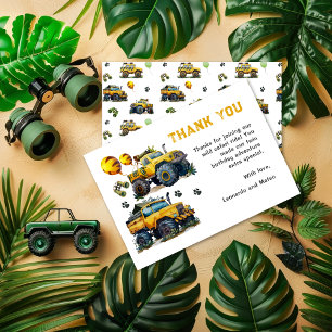Carte De Remerciements Anniversaire de jumeaux avec un camion monstre Saf