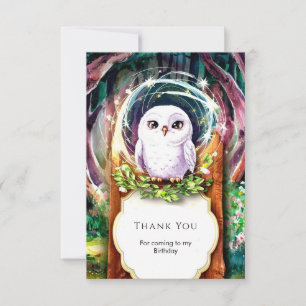 Carte De Remerciements Anniversaire de la chouette aquarelle bohème
