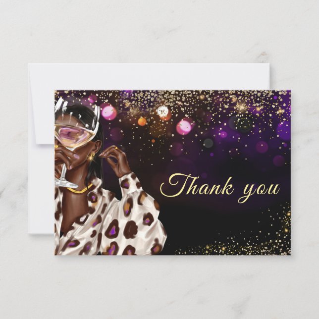 Carte De Remerciements Anniversaire de la femme afro-américaine (Devant)