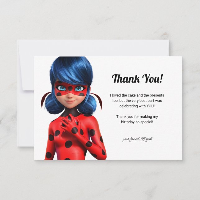 Carte De Remerciements Anniversaire de la fille de la coccinelle (Devant)