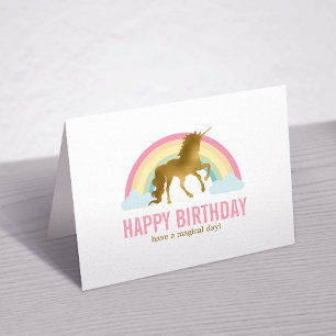 Carte De Remerciements Anniversaire de la licorne d'or