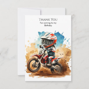 Carte De Remerciements Anniversaire de la moto Boho simple