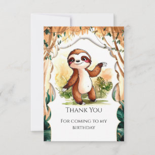 Carte De Remerciements Anniversaire de la Paresseuse pour Enfants Colorés