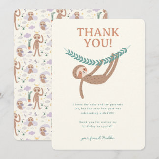 Carte De Remerciements Anniversaire de la paresseuse Slumberkins