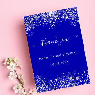 Carte De Remerciements Anniversaire de la parties scintillant royale bleu