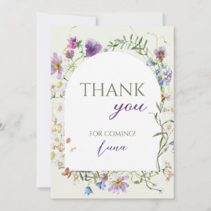 Carte De Remerciements Anniversaire de la première année de Wildflower