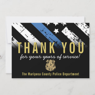 Carte De Remerciements Anniversaire de la retraite de la police Ligne ble