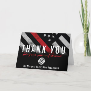 Carte De Remerciements Anniversaire de la retraite des pompiers Ligne rou