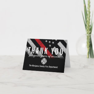 Carte De Remerciements Anniversaire de la retraite des pompiers Mince lig