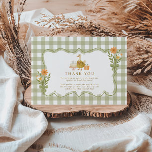 Carte De Remerciements Anniversaire de la Silly Goose verte à gingham 1 a