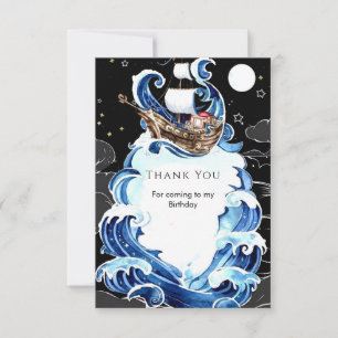 Carte De Remerciements Anniversaire de l'Ahoy Pirate Waves Simple