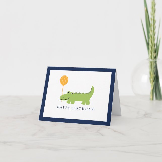 Carte De Remerciements Anniversaire de l'alligator mignon (Devant)