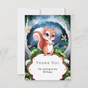 Carte De Remerciements Anniversaire de l'écureuil d'aquarelle magique