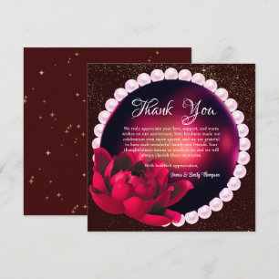 Carte De Remerciements Anniversaire de l'Élégant Rose de la Perle Mariage