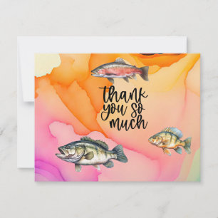 Carte De Remerciements Anniversaire des amoureux de la pêche avec l'aquar