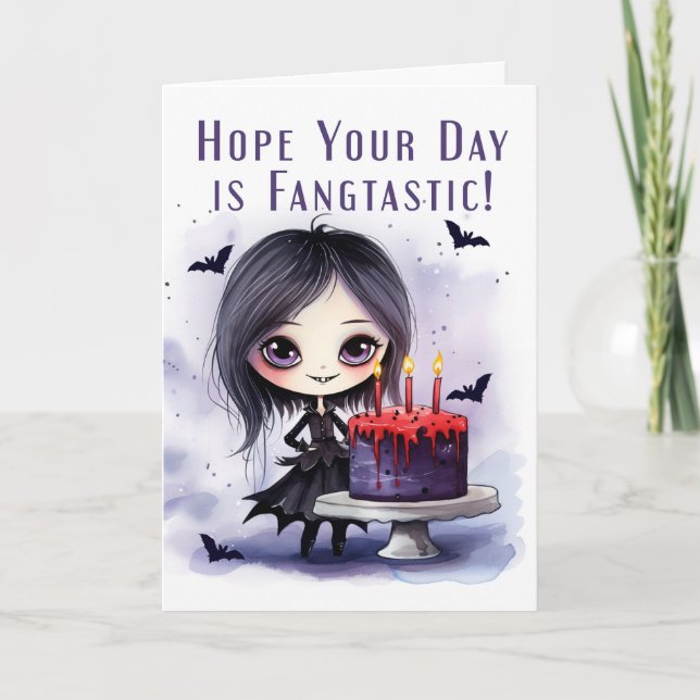 Carte De Remerciements Anniversaire d'Halloween avec mignon Vampire et An (Devant)