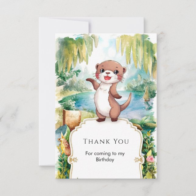 Carte De Remerciements Anniversaire Douce Loutre Bohème Pastel (Devant)