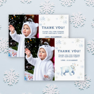Carte De Remerciements Anniversaire d'ours polaire d'hiver Onederland Mer