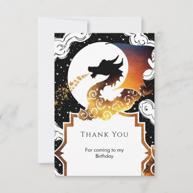 Carte De Remerciements Anniversaire du Dragon Whimsical (Devant)