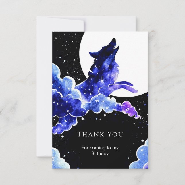 Carte De Remerciements Anniversaire du loup hurlant de charme (Devant)