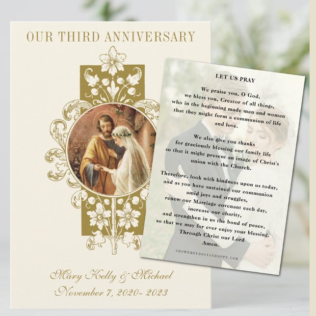 CARTE DE REMERCIEMENTS ANNIVERSAIRE DU MARIAGE CATHOLIQUE PRIÈRE AVEC PHO (Créateur téléchargé)